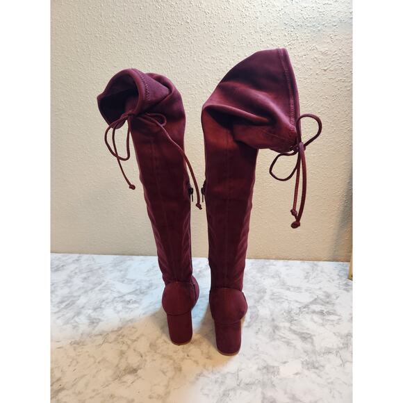 Just Fabulous Adina Women's Burgundy Over The Knee Heeled Boot Size‎ 6.5 - Picture 4 of 10